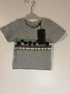 Little Bipsy Grey Tee with Green Palm Stripe